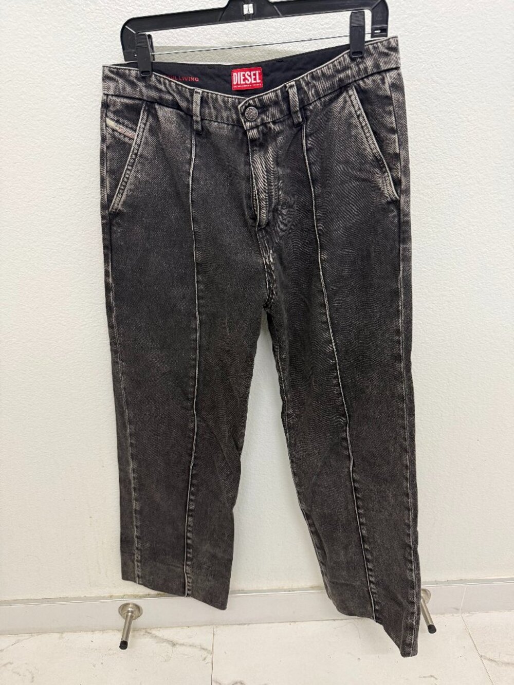 Diesel D-Chino-Work Black Wash Tapered Chino Pants Size 31